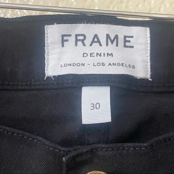 Frame‎ Denim Le Skinny de Jeanne Black Ripped Skinny Jeans - Picture 15 of 16